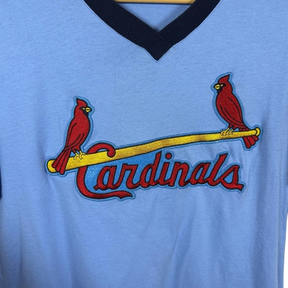 RARE VINTAGE Mitchell and Ness St. Louis Cardinals Embroidered Tee Blue M - Picture 7 of 13